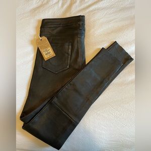 NWT True Religion Skinny Black Leather Pants size 26